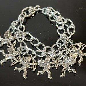 Cherub Angel Cupid Bracelet Silver Lightweight Charm Gift Valentine Christmas